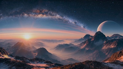 高山星空日出