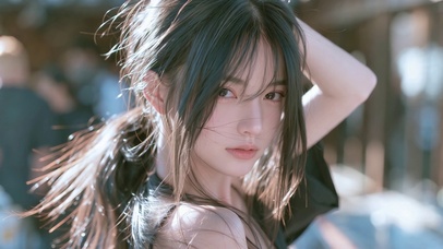 微距回首美女
