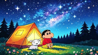 蜡笔小新 星空下的露营