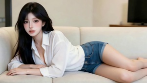 沙发上清纯女孩