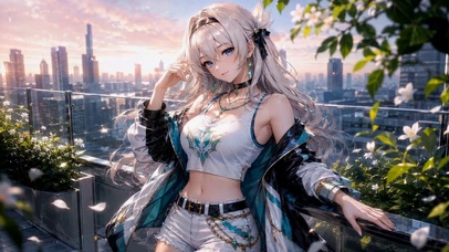 黄昏天台银发二次元美少女