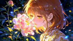 暖光少女与发光牡丹