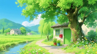 绿色动漫风景