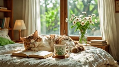 窗畔猫眠