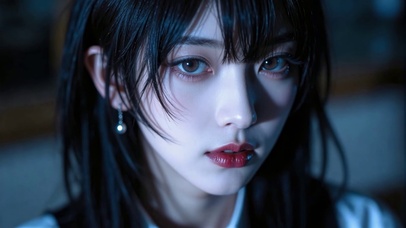 超写实超高清冷色调美女面部特写