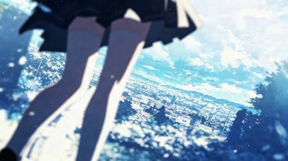 夏日城镇动漫少女背影