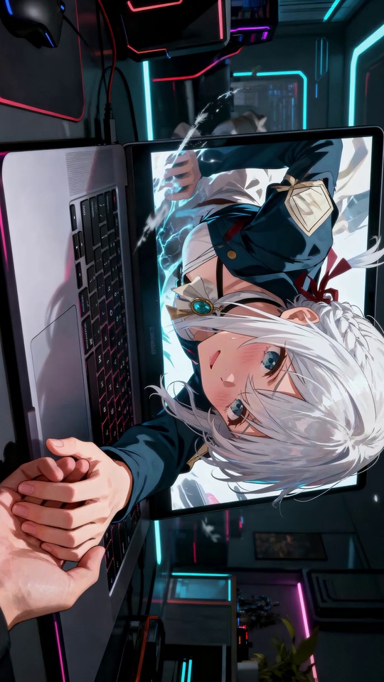 突破屏幕的银发二次元美少女