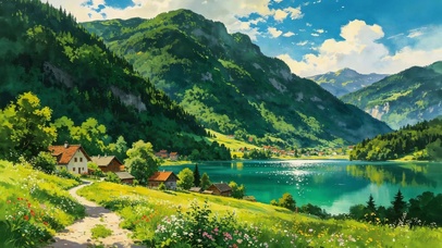绝美绿色养眼山河