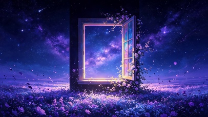 窗扉之外星河花海