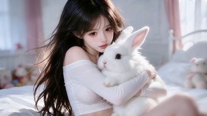抱兔兔温柔少女