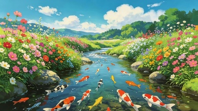 鲜花河流里锦鲤