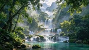 翠光雨林瀑布（森系自然风景）