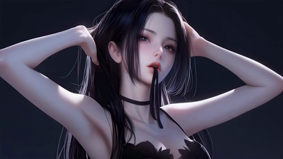挽发女孩