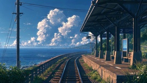 晴空下的站台