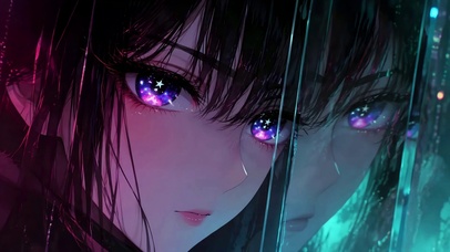 黑发少女星空眼眸