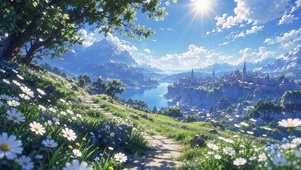 清新治愈花草风景