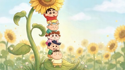 向日葵丛上蜡笔小新