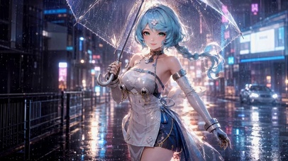 雨夜蓝发少女
