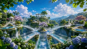 云端空中花园唯美风景