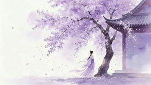古风樱花树下女孩