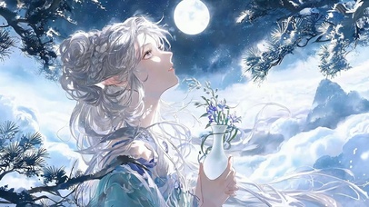 雪景月光女孩