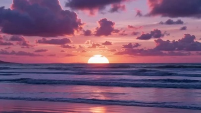 粉紫渐变晚霞・大潮海湾