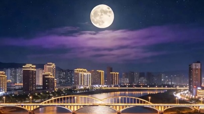 城市夜景带鱼屏