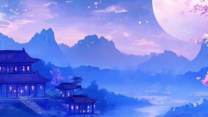 古风樱花树木带鱼屏