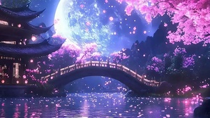 古风樱花树木带鱼屏