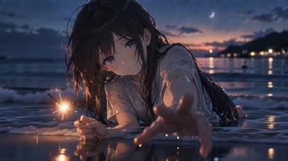 海浪与少女