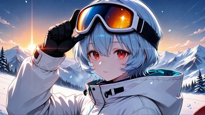雪山滑雪少女凌波丽
