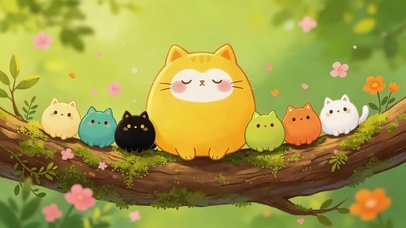 可爱树枝上猫咪