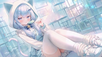 浅蓝猫耳软萌二次元少女