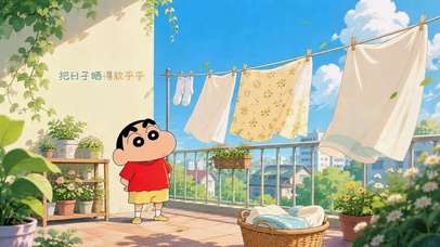阳台晾晒蜡笔小新