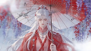 绝美红衣白发少年