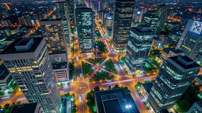 璀璨夜景繁华都市风光