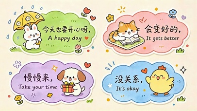 萌系小动物治愈励志文字壁纸