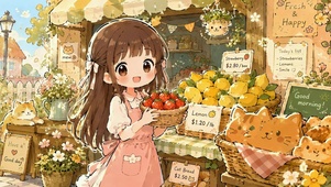 街角水果摊萌系少女