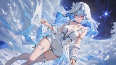 清冷星空白裙美少女-守岸人