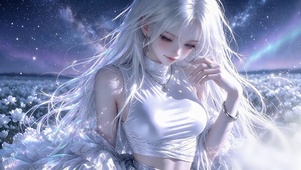 星空白发少女