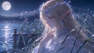 月下湖畔的精灵少女卡提西娅