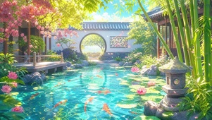 锦鲤荷塘