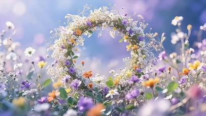 野花编织花环