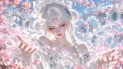 云上樱花古风白发美人