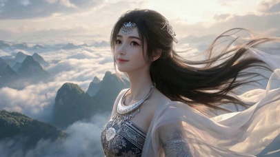 云海仙境古风少女