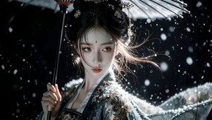风雪中古风女孩