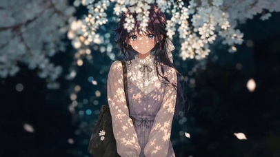 鲜花下女孩