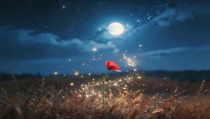 夜晚草原鲜花