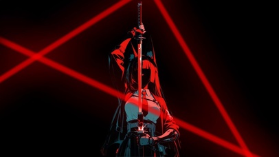 红黑剪影-少女武士刀