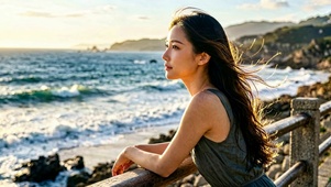 吹风海滨